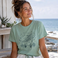 Whale Shark Embroidered Sweatshirt, Ocean Lover Hoodie, Marine Life Long Sleeve Shirt, Cozy Hobby Crewneck, Hobby Gift for Ocean Lovers