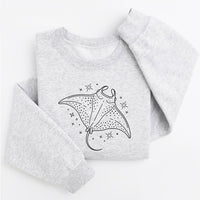 Manta Ray Embroidered Sweatshirt, Ocean Lover Hoodie, Celestial Manta Shirt, Coastal Aesthetic Shirt, Marine Life Aesthetic Gift for Her