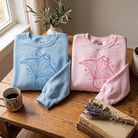 Manta Ray Embroidered Sweatshirt, Ocean Lover Hoodie, Celestial Manta Shirt, Coastal Aesthetic Shirt, Marine Life Aesthetic Gift for Her