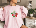 Strawberry Lover Embroidered Sweatshirt, Cottagecore Berry Hoodie, Cute Strawberry Long Sleeve, Aesthetic Shirt, Cozy Gift for Her