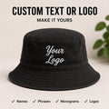 Custom Embroidered Bucket Hat, Personalized Text or Logo Cotton Bucket Hat, Custom Name Summer Hat, Beach Ready Style, Personalized Gift