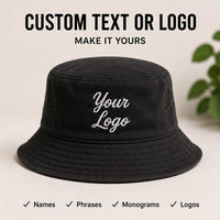 Custom Embroidered Bucket Hat, Personalized Text or Logo Cotton Bucket Hat, Custom Name Summer Hat, Beach Ready Style, Personalized Gift
