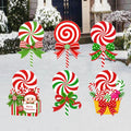 Custom Shape Christmas Yard Sign, 6 Piece Candy Lollipop Lawn Sign Set, Peppermint Display, Seasonal Outdoor Decor, Christmas Yard Decor