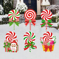 Custom Shape Christmas Yard Sign, 6 Piece Candy Lollipop Lawn Sign Set, Peppermint Display, Seasonal Outdoor Decor, Christmas Yard Decor
