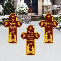 Custom Shape Christmas Yard Sign Set, 3 Piece Nativity Cross Lawn Sign, Christian Display, Holiday Lawn Display, Christmas Yard Decor