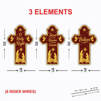 Custom Shape Christmas Yard Sign Set, 3 Piece Nativity Cross Lawn Sign, Christian Display, Holiday Lawn Display, Christmas Yard Decor