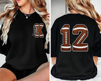 Personalized Football Mom Game Day Shirt, Custom Name Initial Tee, Front Back Print Team Tee, Jersey Number Spirit Top, Sports Mom Gift