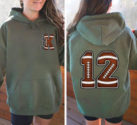 Personalized Football Mom Game Day Shirt, Custom Name Initial Tee, Front Back Print Team Tee, Jersey Number Spirit Top, Sports Mom Gift