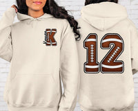 Personalized Football Mom Game Day Shirt, Custom Name Initial Tee, Front Back Print Team Tee, Jersey Number Spirit Top, Sports Mom Gift