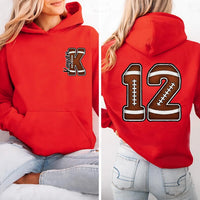 Personalized Football Mom Game Day Shirt, Custom Name Initial Tee, Front Back Print Team Tee, Jersey Number Spirit Top, Sports Mom Gift