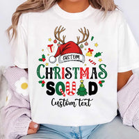 Personalized Christmas Squad Sweatshirt, Custom Name Santa Hat T-Shirt, Family Christmas, Matching Holiday Shirts, Holiday Gift for Family