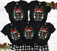 Personalized Christmas Squad Sweatshirt, Custom Name Santa Hat T-Shirt, Family Christmas, Matching Holiday Shirts, Holiday Gift for Family