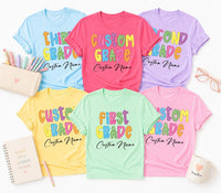 Personalized Grade Level Teacher Shirt, Custom Teacher Name Tee, Colorful Any Grade Top, First Day School Outfit, Back to School Gift