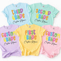 Personalized Grade Level Teacher Shirt, Custom Teacher Name Tee, Colorful Any Grade Top, First Day School Outfit, Back to School Gift
