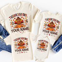 Personalized Thanksgiving Family Shirt, Custom Name Turkey Tee, Matching Fall Family Outfit, Pumpkin Turkey Graphic Tee, Holiday Gift 2026