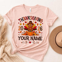 Personalized Thanksgiving Family Shirt, Custom Name Turkey Tee, Matching Fall Family Outfit, Pumpkin Turkey Graphic Tee, Holiday Gift 2026