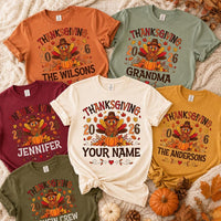 Personalized Thanksgiving Family Shirt, Custom Name Turkey Tee, Matching Fall Family Outfit, Pumpkin Turkey Graphic Tee, Holiday Gift 2026