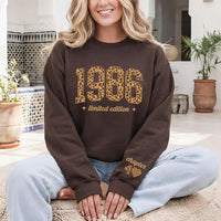 Personalized 40th Birthday Sweatshirt, Custom Birth Year Crewneck, Leopard Limited Edition Shirt, Chapter 40 Sleeve, Birthday Gift for Her