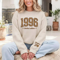 Personalized 40th Birthday Sweatshirt, Custom Birth Year Crewneck, Leopard Limited Edition Shirt, Chapter 40 Sleeve, Birthday Gift for Her