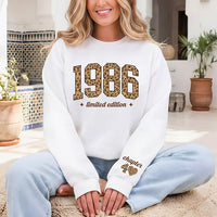 Personalized 40th Birthday Sweatshirt, Custom Birth Year Crewneck, Leopard Limited Edition Shirt, Chapter 40 Sleeve, Birthday Gift for Her