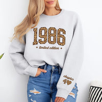Personalized 40th Birthday Sweatshirt, Custom Birth Year Crewneck, Leopard Limited Edition Shirt, Chapter 40 Sleeve, Birthday Gift for Her