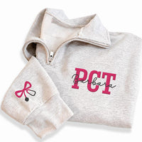 Personalized PCT Embroidered Quarter Zip Sweatshirt, Custom Patient Care Top, Hospital Shift Pullover, PCT Work Layer, Custom Team Gift
