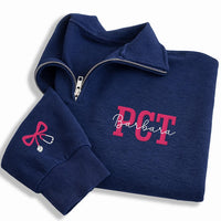 Personalized PCT Embroidered Quarter Zip Sweatshirt, Custom Patient Care Top, Hospital Shift Pullover, PCT Work Layer, Custom Team Gift