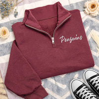 Personalized Sports Embroidered Quarter Zip Sweatshirt, Custom Player Pullover, School Spirit Apparel, Game Day Layer, Custom Team Gift