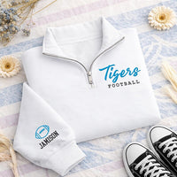 Personalized Sports Embroidered Quarter Zip Sweatshirt, Custom Player Pullover, School Spirit Apparel, Game Day Layer, Custom Team Gift
