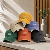 Personalized Birth Year Embroidered Hat, Custom Year Text Baseball Cap, Low Profile Dad Hat, Milestone Birthday Gift, Personalized Gift