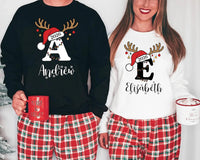 Personalized Family Christmas Shirts, Custom Name Reindeer Initial Tee, Family Christmas Tee, Adult Kids Baby Outfit, Holiday Gift 2026