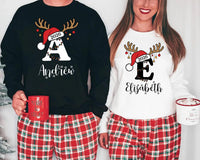 Personalized Family Christmas Shirts, Custom Name Reindeer Initial Tee, Family Christmas Tee, Adult Kids Baby Outfit, Holiday Gift 2026