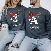 Personalized Family Christmas Shirts, Custom Name Reindeer Initial Tee, Family Christmas Tee, Adult Kids Baby Outfit, Holiday Gift 2026