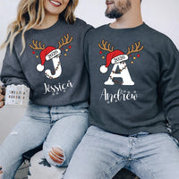 Personalized Family Christmas Shirts, Custom Name Reindeer Initial Tee, Family Christmas Tee, Adult Kids Baby Outfit, Holiday Gift 2026