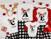 Personalized Family Christmas Sweatshirt, Custom Name Reindeer Initial Shirt Family Christmas Tee, Adult Kids Baby Outfit, Holiday Gift 2026