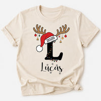 Personalized Family Christmas Shirt, Custom Name Reindeer Initial Shirt Family Christmas Tee, Adult Kids Baby Outfit, Holiday Gift 2026