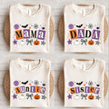 Personalized Family Halloween Shirts, Custom Mama Dada Auntie Sister Tees, Retro Ghost Pumpkin Tee, Custom Family Role, Holiday Party Gift
