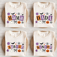 Personalized Family Halloween Shirts, Custom Mama Dada Auntie Sister Tees, Retro Ghost Pumpkin Tee, Custom Family Role, Holiday Party Gift