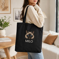 Custom Pet Canvas Tote Bag, Personalized Pet Portrait Tote, Cute Dog Mom Name Bag, Custom Name Cotton Tote Bag, Dog Lover Gift for Her