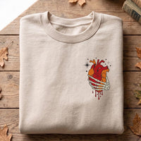 Skeleton Heart Embroidered Sweatshirt, Gothic Halloween Hoodie, Spooky Anatomical Skeleton Hand Shirt, Aesthetic Shirt, Aesthetic Gift