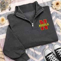 Personalized School Mascot Embroidered Quarter Zip Sweatshirt, Team Spirit Pullover, Varsity Letter Layer, Game Day Top, Custom Team Gift