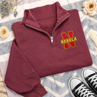 Personalized School Mascot Embroidered Quarter Zip Sweatshirt, Team Spirit Pullover, Varsity Letter Layer, Game Day Top, Custom Team Gift