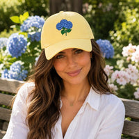 Blue Hydrangea Embroidered Hat, Floral Baseball Cap for Garden Lovers, Bio Washed Cotton Cap, Botanical Gardener Gift, Gift for Her