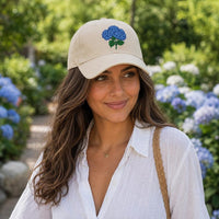 Blue Hydrangea Embroidered Hat, Floral Baseball Cap for Garden Lovers, Bio Washed Cotton Cap, Botanical Gardener Gift, Gift for Her