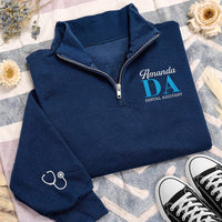 Dental Assistant Embroidered Quarter Zip Sweatshirt, Custom Name Pullover, Medical Team Apparel, Dental Office Wear, Custom Team Gift