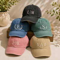 Monogrammed Baseball Hat, Personalized Embroidered Cap, Custom Initial Logo Hat, Bachelorette Party Hats, Bridesmaid & Club Gifts for Her