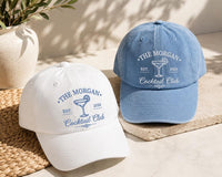 Personalized Cocktail Club Embroidered Hat, Custom Family Name & Year Cap, Bio Washed Cotton Cap, Home Bar Gift, Personalized Gift