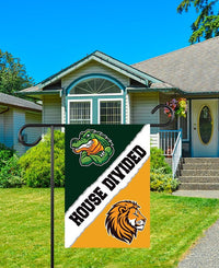 Custom House Divided Garden Flag - 12x18 Inch Double Sided, Hockey, Basketball, Baseball, Football, Any League, College, Team Rivalry Flag