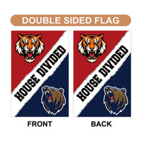 Custom House Divided Garden Flag - 12x18 Inch Double Sided, Hockey, Basketball, Baseball, Football, Any League, College, Team Rivalry Flag