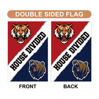 Custom House Divided Garden Flag - 12x18 Inch Double Sided, Hockey, Basketball, Baseball, Football, Any League, College, Team Rivalry Flag